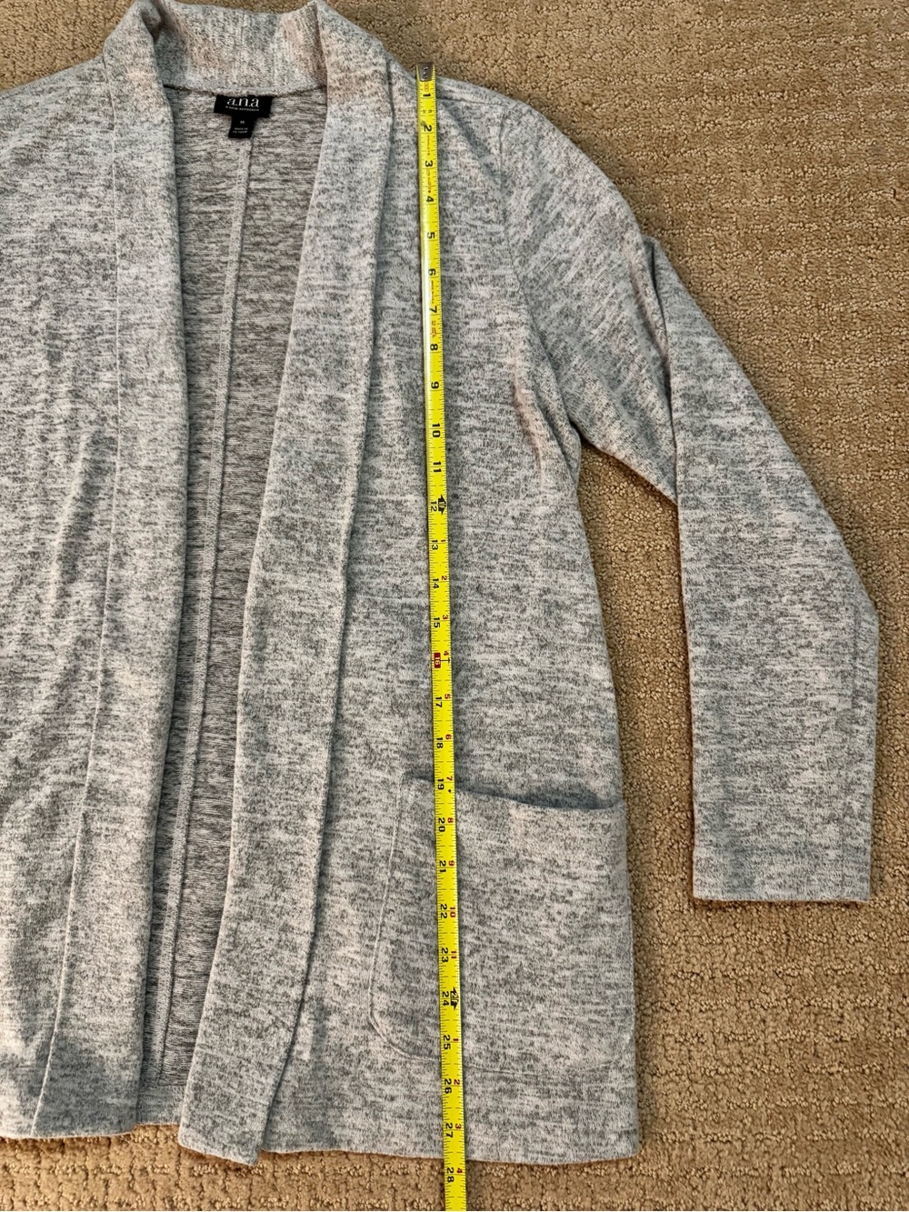 a.n.a A New Approach Grey Knit Cardigan Sweater Pockets Size Medium - Picture 7 of 7